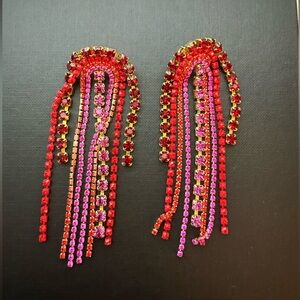 Feed Me Gems Vibrant Red and Pink Crystal Dangle Earrings